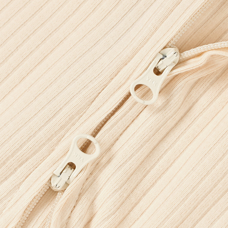 Organic Cotton Ribbed Sleepsuit with Two Way Zipper | 0-24 M - Tiny Alpaca UK