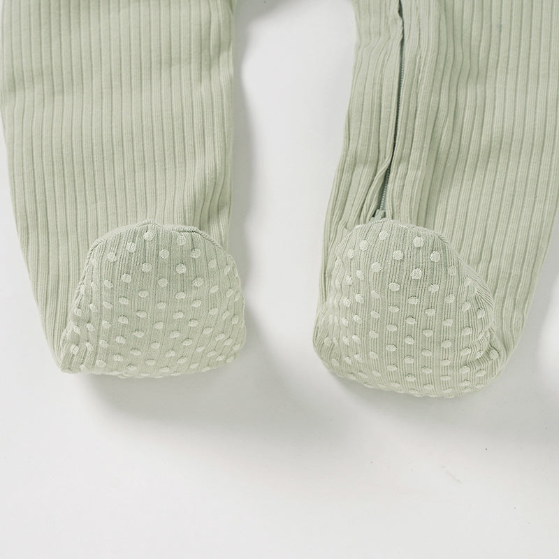 Organic Cotton Ribbed Sleepsuit with Two Way Zipper | 0-24 M - Tiny Alpaca UK