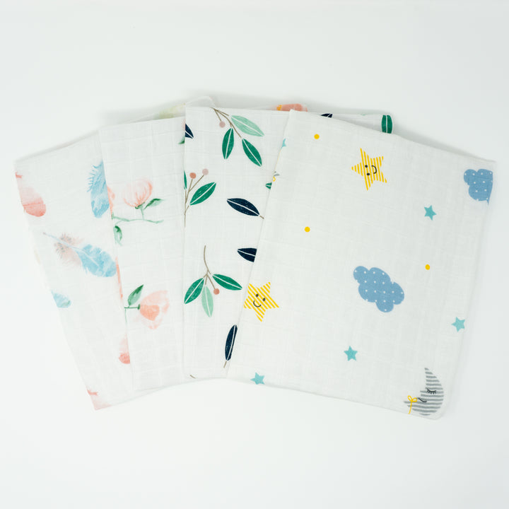 Bamboo Muslin Cloths 60x60CM (Set of 4) "White" - Tiny Alpaca UK
