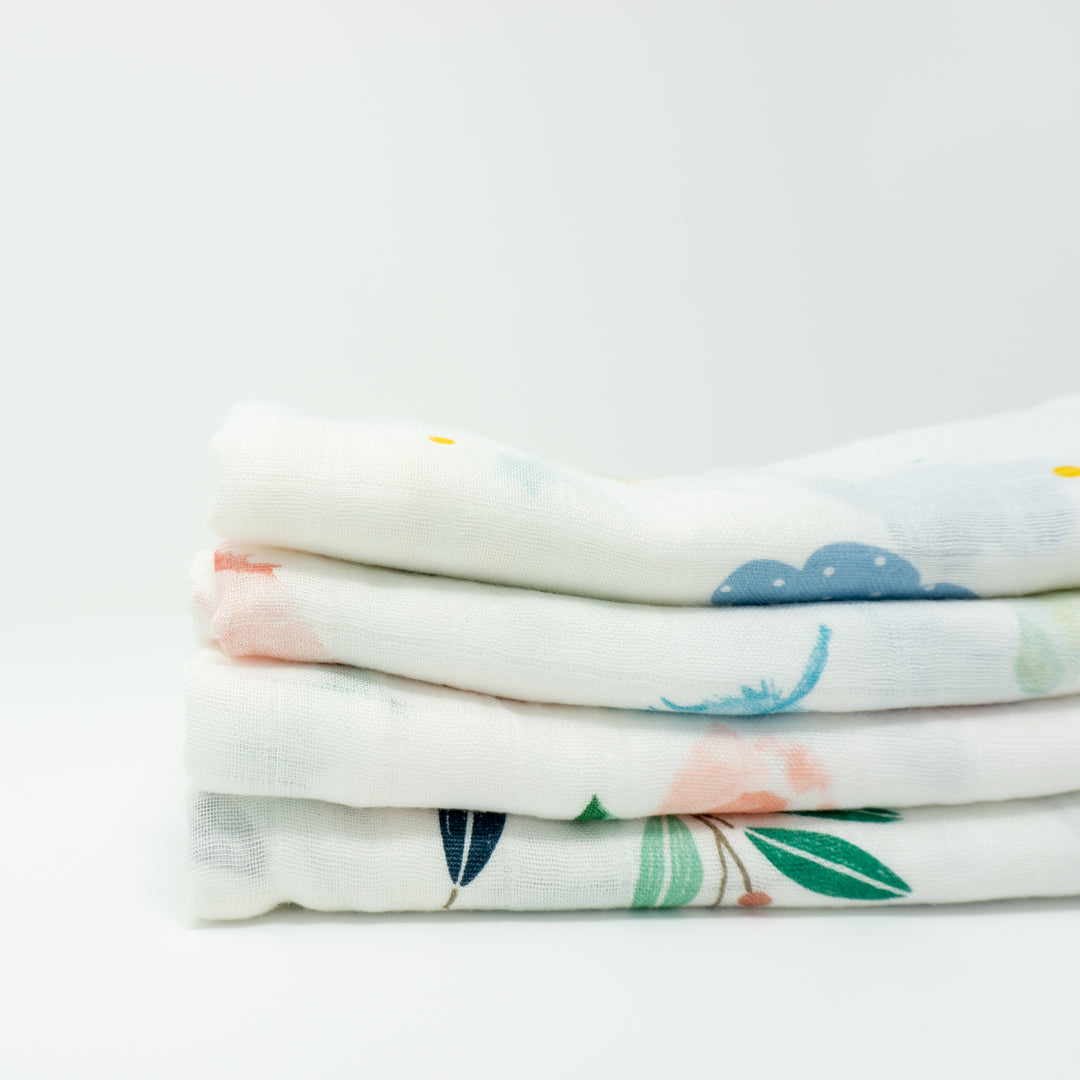 Bamboo Muslin Cloths 60x60CM (Set of 4) "White" - Tiny Alpaca UK