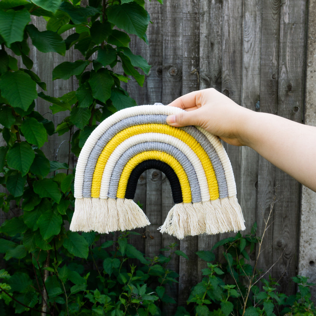 Rainbow Macrame Wall Hanging Decor "Mustard Yellow" (Regular) - Tiny Alpaca UK