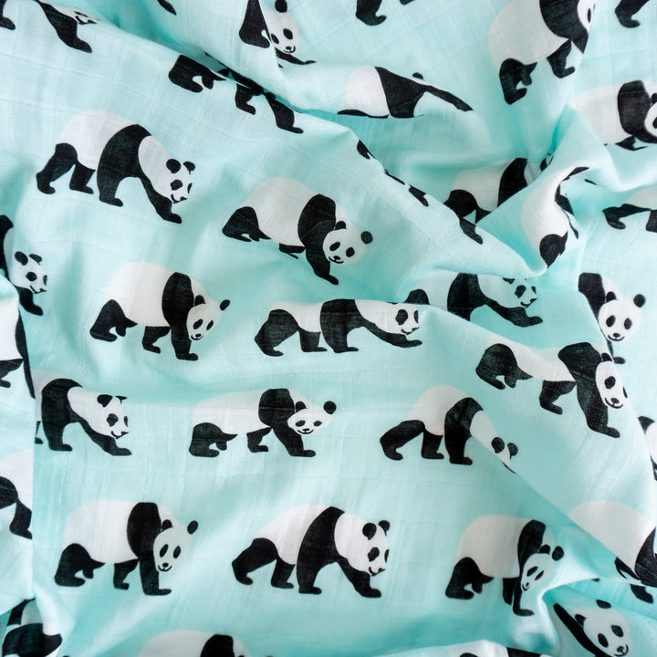 Organic Cotton Swaddle Wrap "Panda" 120X120CM - Tiny Alpaca UK