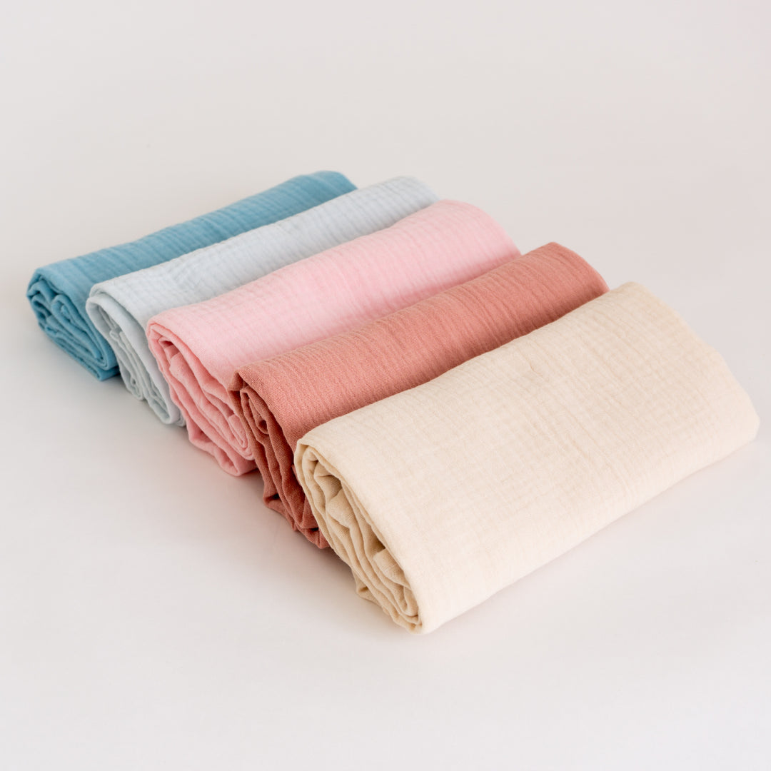 Organic Cotton Muslin Cloths "Pastel Tones" (Set of 5) 60X60CM - Tiny Alpaca UK