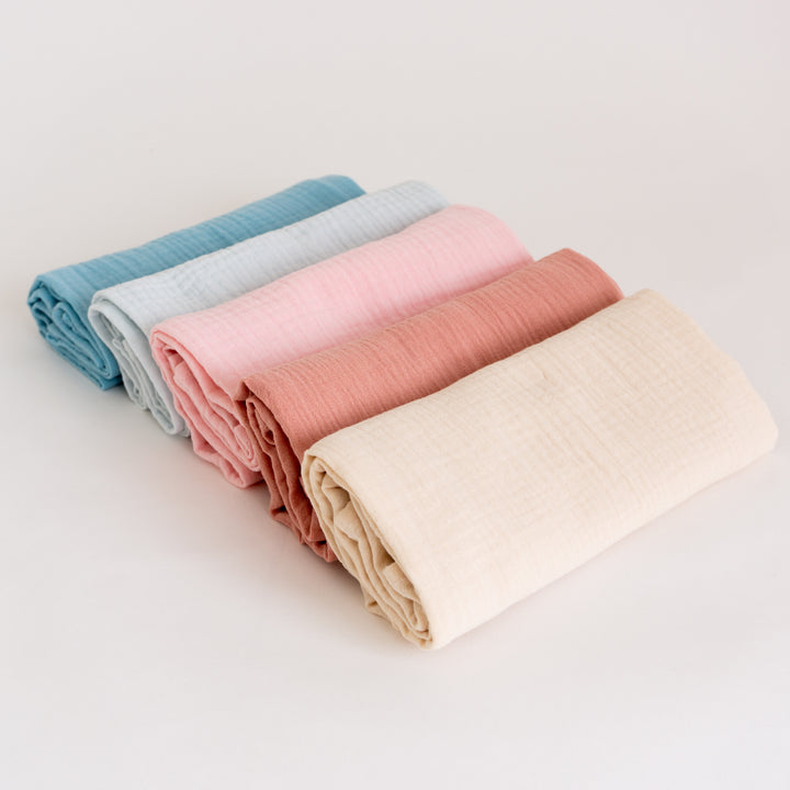Organic Cotton Muslin Cloths "Pastel Tones" (Set of 5) 60X60CM - Tiny Alpaca UK