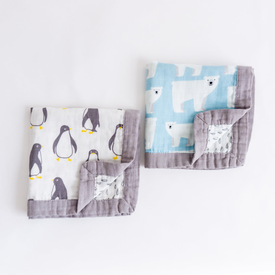 Organic Cotton Comforters "Penguin and Polar Bear" (Set of 2) 40x40CM - Tiny Alpaca UK