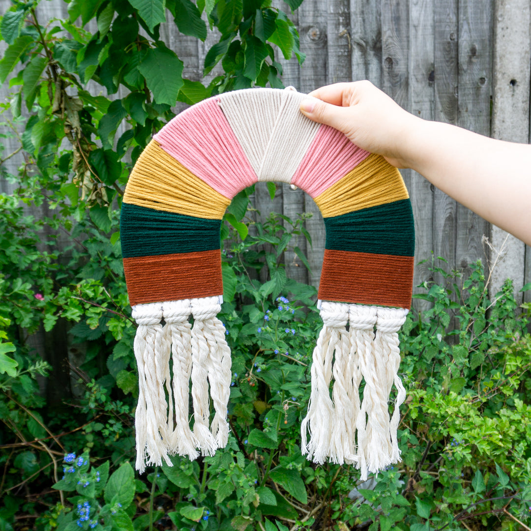 Rainbow Macrame Wall Hanging Decor "Muted Neutrals" - Tiny Alpaca UK