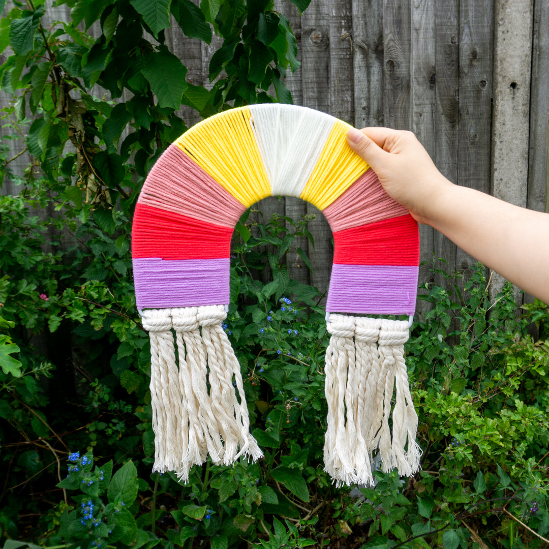 Rainbow Macrame Wall Hanging Decor "Bright Neon" - Tiny Alpaca UK