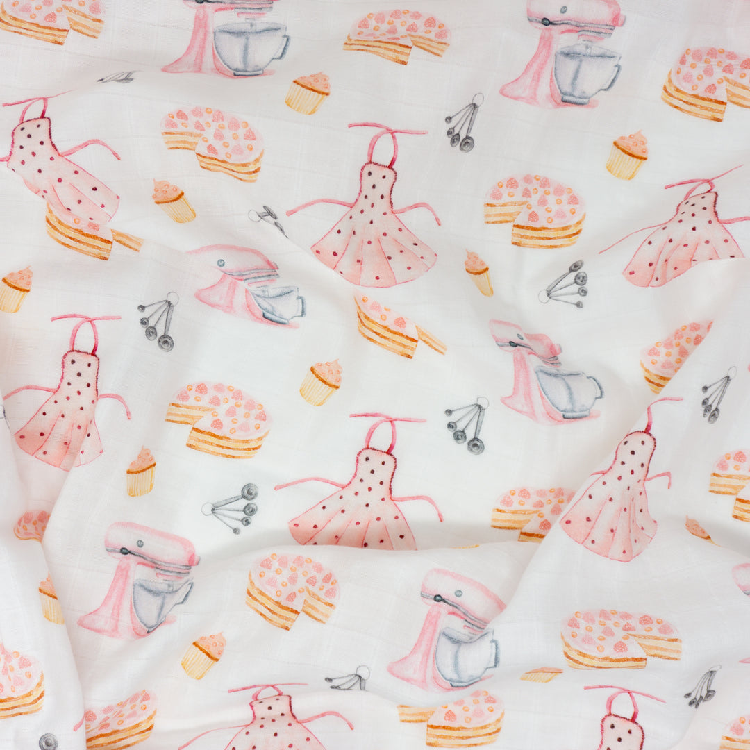 Organic Cotton Plain Swaddle Wrap "Baking Inspired" 120X120CM - Tiny Alpaca UK