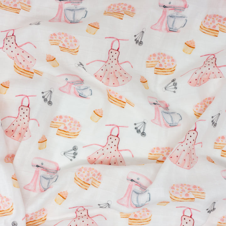 Organic Cotton Plain Swaddle Wrap "Baking Inspired" 120X120CM - Tiny Alpaca UK