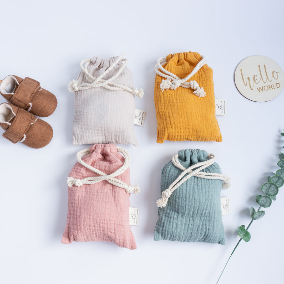 Organic Cotton Newborn Gown Set Of 2 (0-6 months) (Blush and Grey) - Tiny Alpaca UK