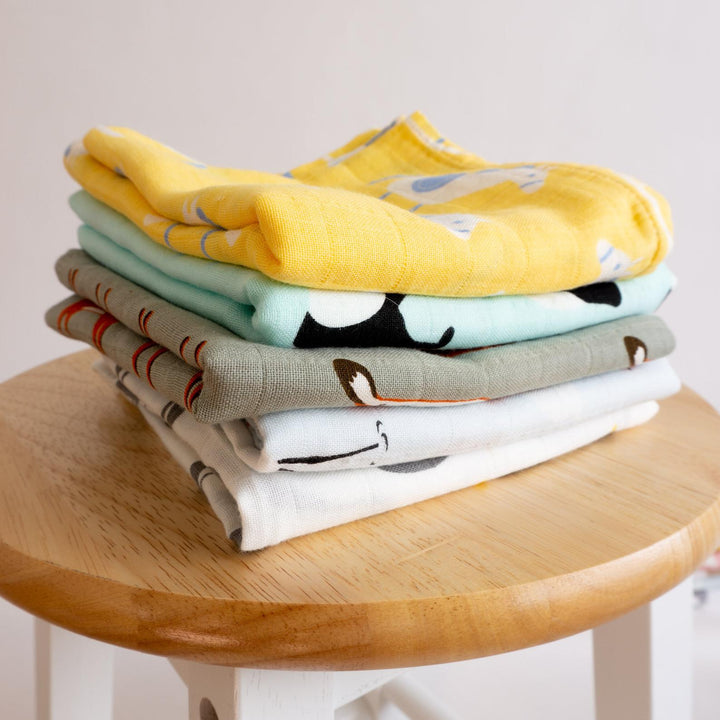 Organic Muslin Cloths "Rocking Horse" 60x60CM - Tiny Alpaca UK