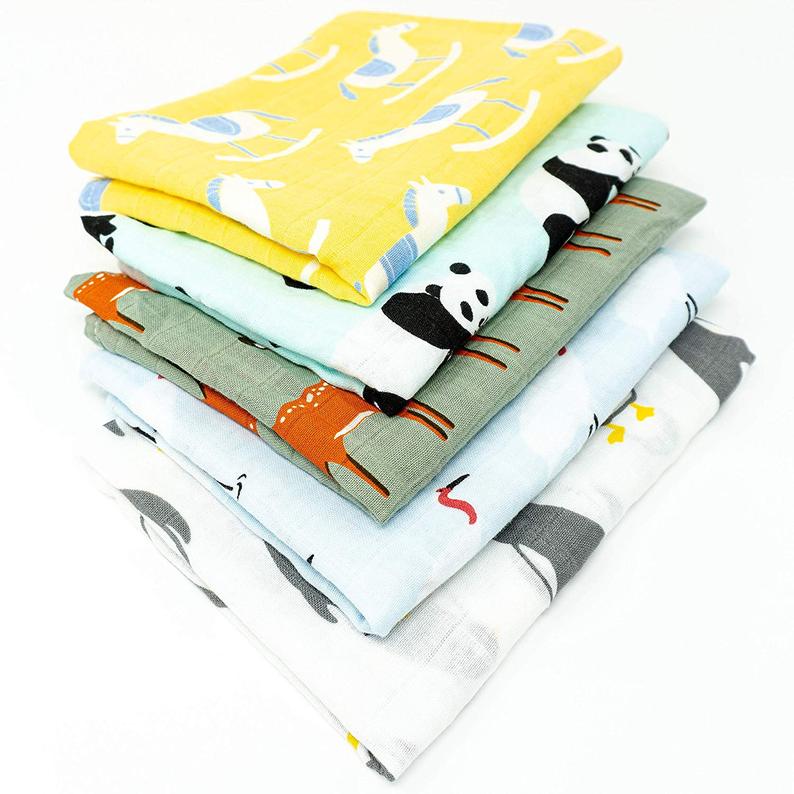 Organic Muslin Cloths "Rocking Horse" 60x60CM - Tiny Alpaca UK