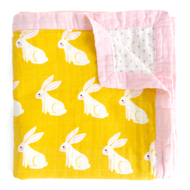Organic Cotton Muslin Blanket "Rabbit" 120X120CM - Tiny Alpaca UK
